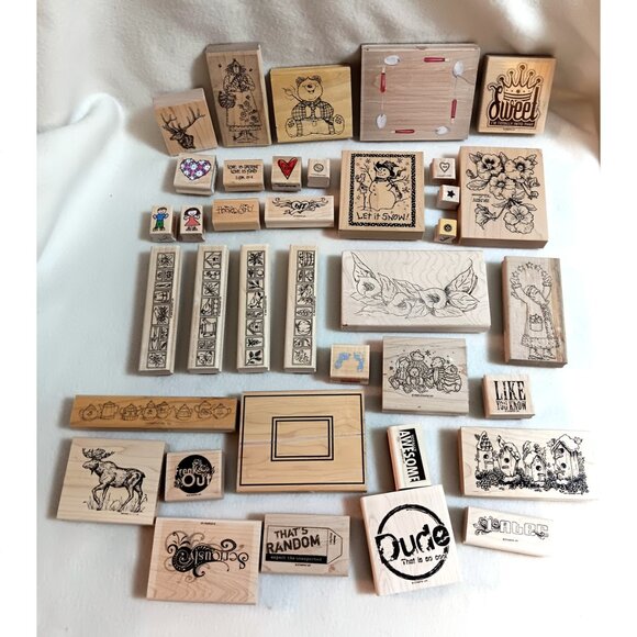 Large lot rubber stamps scrapbooks crafts cards 42 various READ - Picture 1 of 12